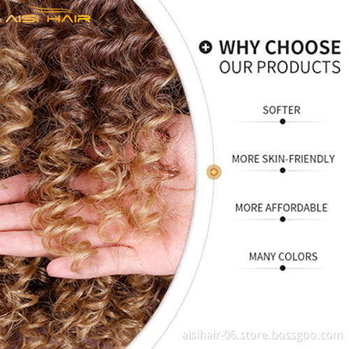 Aisi Hair Synthetic Afro Kinky Curly Wigs Ombre Brown Blonde Short Curly Wigs For Black Women Heat Resistant Fiber Hair Wig